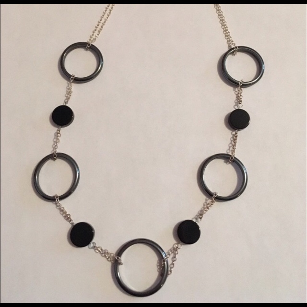 Sterling,  Hematite & Onyx Necklace